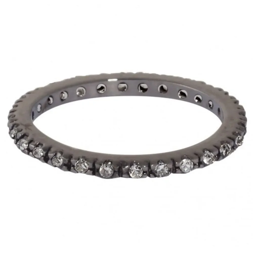 NWOT New Lisa Freede Laser Cut Eternity Gunmetal Band Ring w/Rhinestones Sz 3